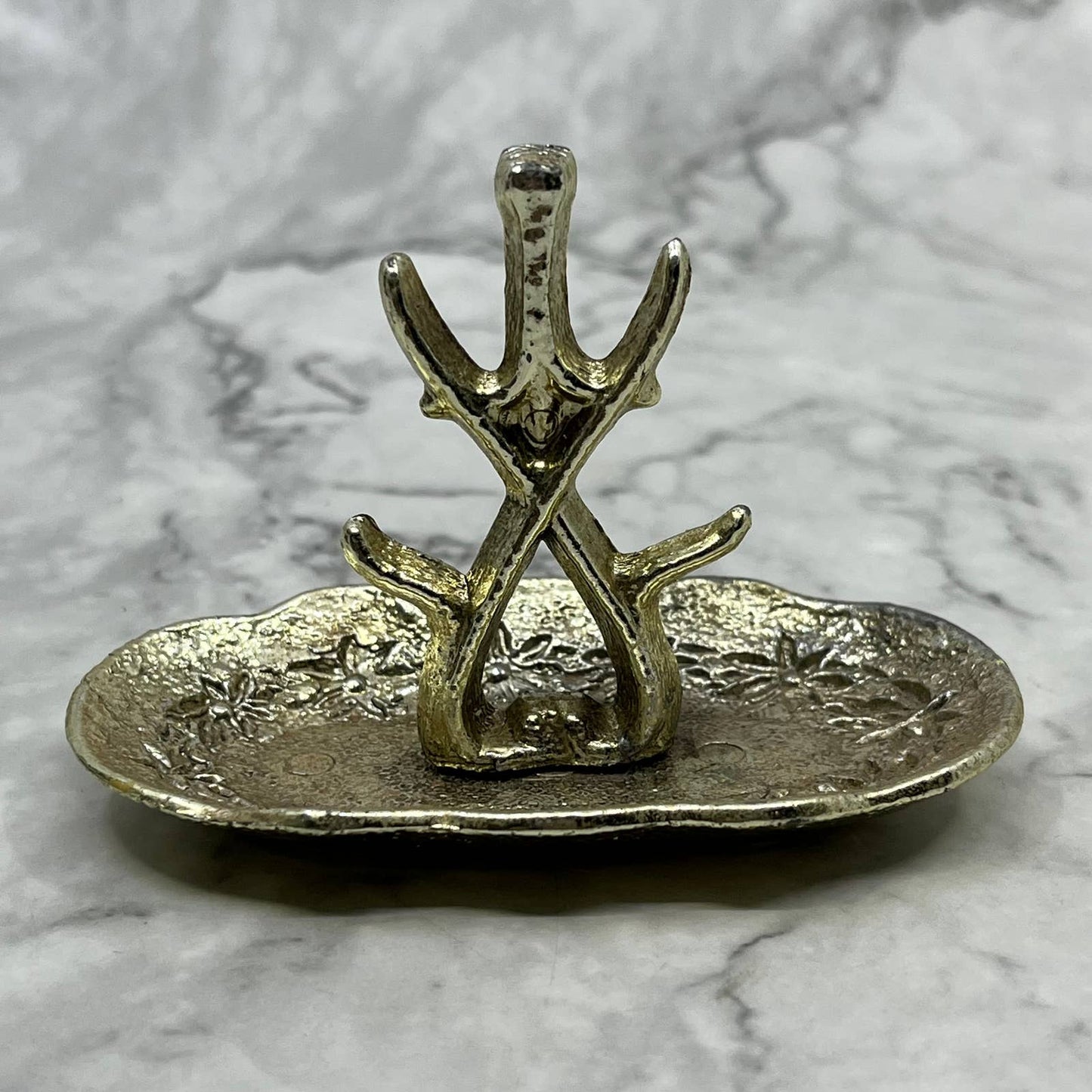 Vintage 1960's Sliver Tone Ring Holder, Jewelry Trinket Dish TB5