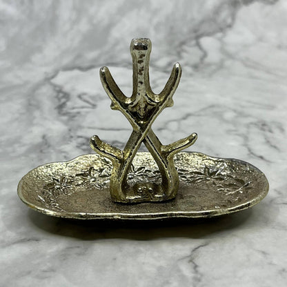 Vintage 1960's Sliver Tone Ring Holder, Jewelry Trinket Dish TB5