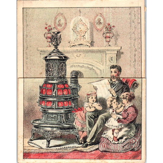 1880s Victorian Fold Out Trade Card Michigan Stove Co Garland Base Burner SF2