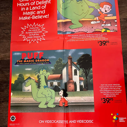 RARE 1985 Poster DANCE Puff the Magazine c Dragon on Home Video 24x36" FL3