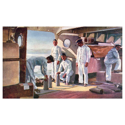 Navy Sailors Taking in 12 Inch Shells Raphael Tuck - Original Postcard TJ8-5