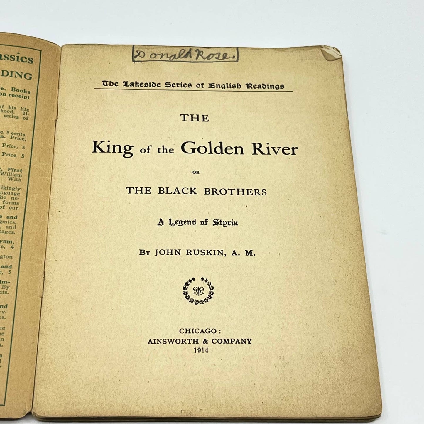 1914 Ruskin King of the Golden River Reading For Schools Lakeside Series TE2