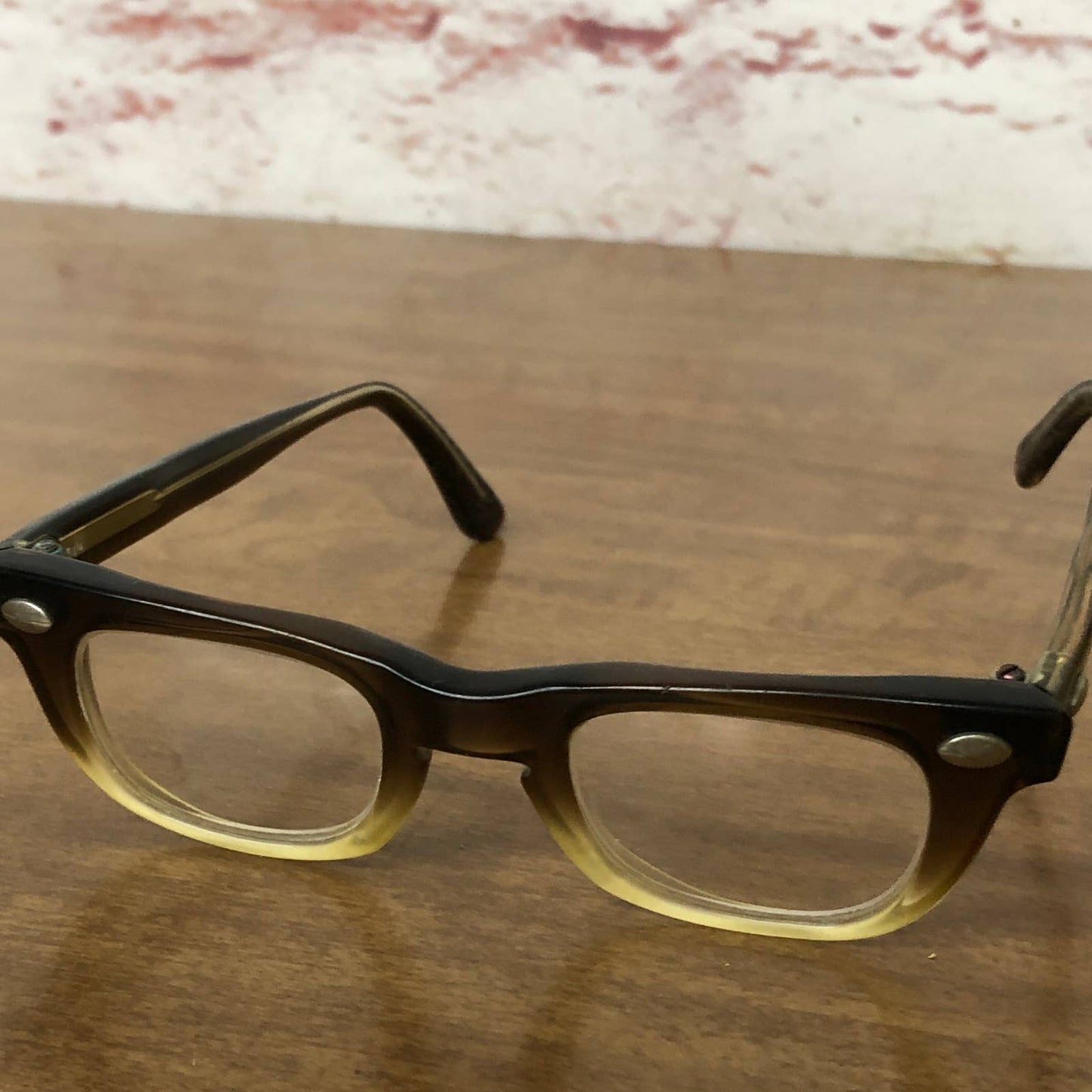 1950s American Optical Kids Horn Rimmed Glasses 5.25 w Lenticular Dog Case TH3