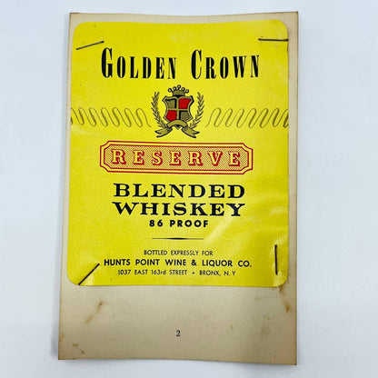Golden Crown Whiskey Label Hunts Point Wine & Liquor Co 1037 E 163rd St Bronx NY