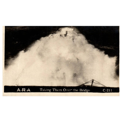 WWI Battleship Scene Taking Them Over The Bridge - Original Postcard RPPC TJ8-4
