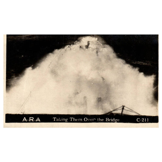 WWI Battleship Scene Taking Them Over The Bridge - Original Postcard RPPC TJ8-4