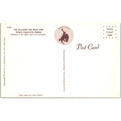 The Millinery Dress Shop Virginia City MT Original Postcard PB9