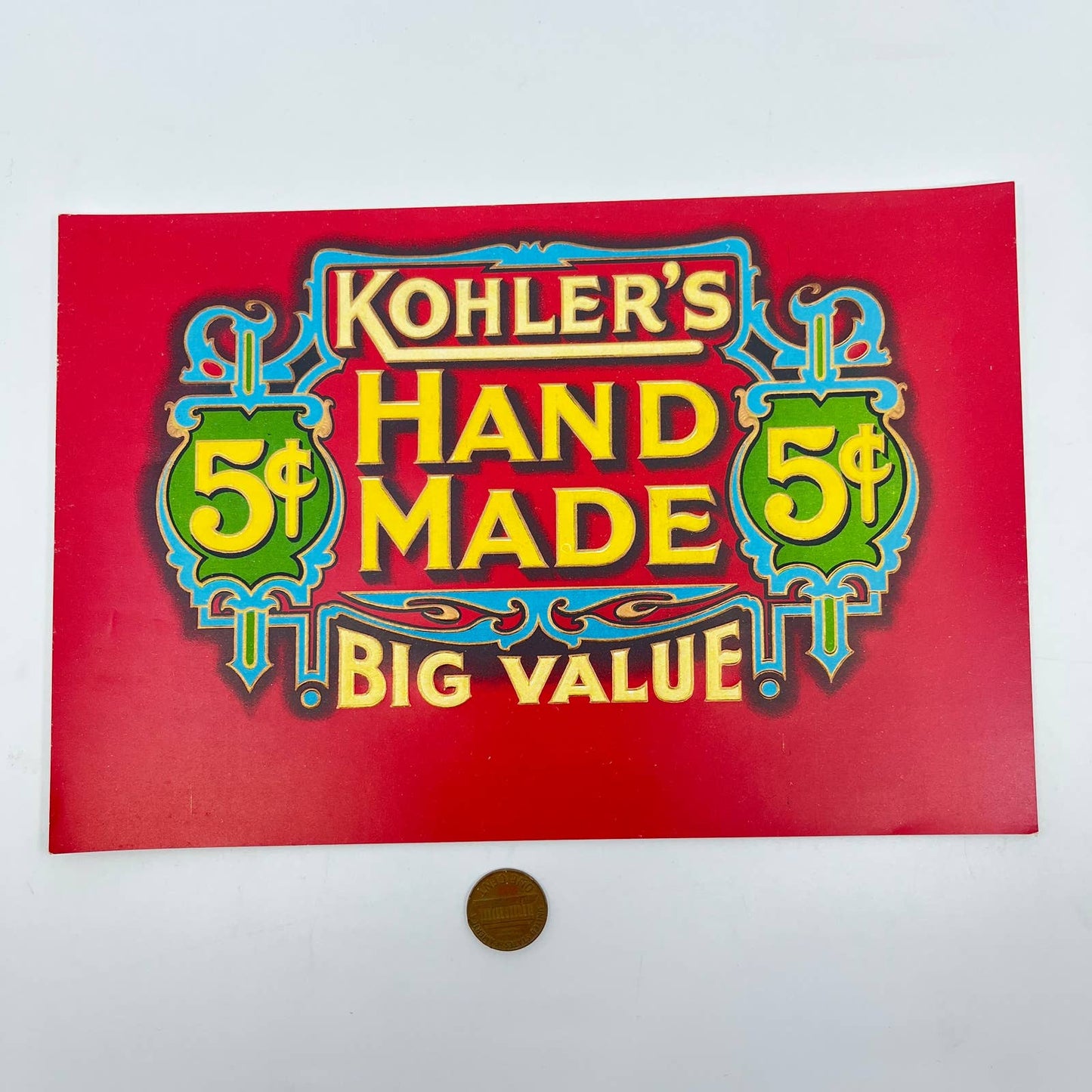 Original vintage cigar box label c1920s Kohler's Hand Made Embossed AA8