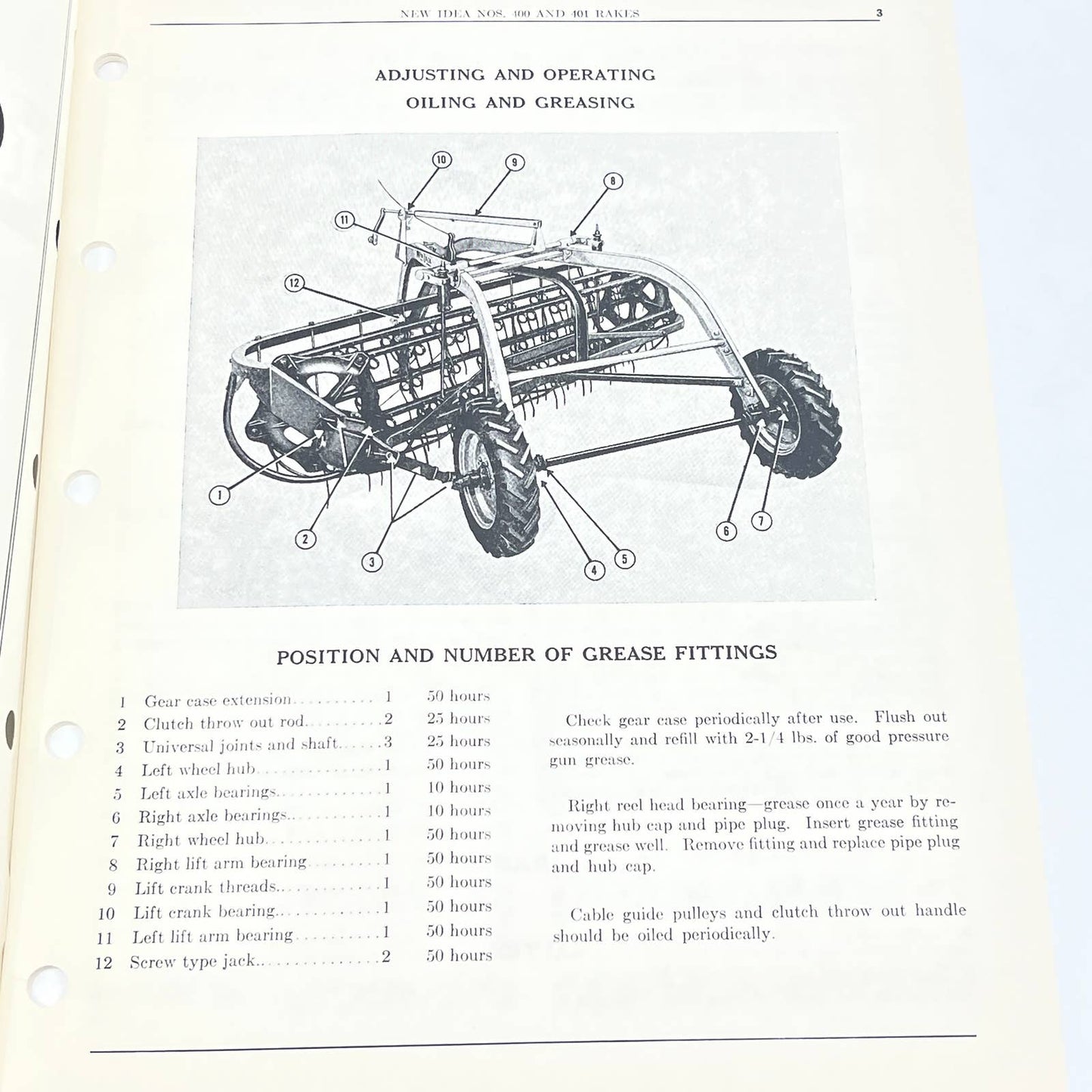 Original 1964 New Idea R-157 400 & 401 Parallel Sidebar Rake Manual TB9