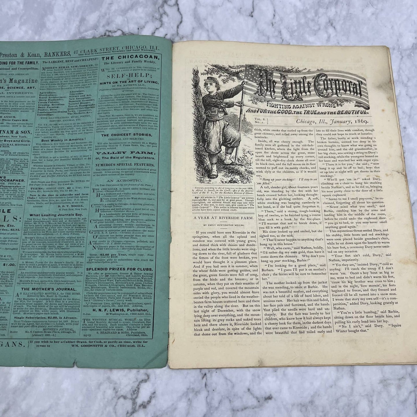 1869 Jan - The Little Corporal Original  Magazine For Boys And Girls TB5