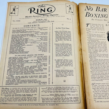 1943 Mar - The Ring Boxing Magazine – Corp. Barney Ross Cover WWII TA5