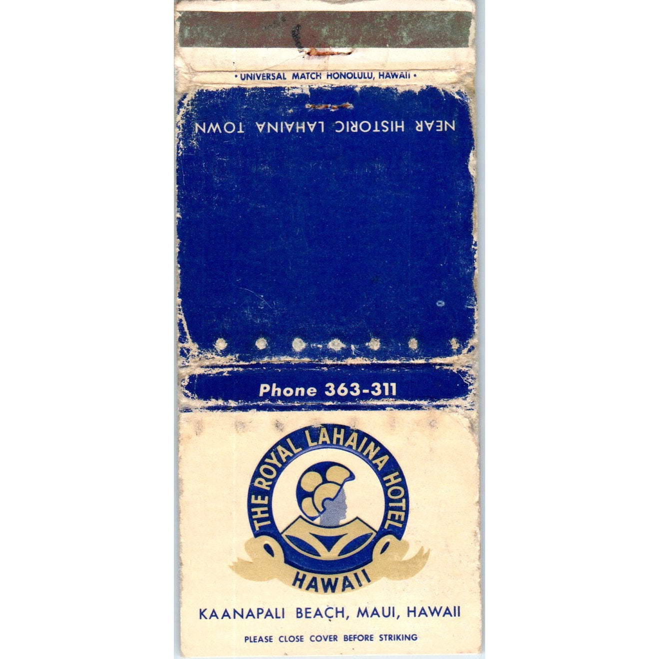 The Royal Lahaina Hotel Maui Hawaii Advertising Matchbook Cover MM10-3