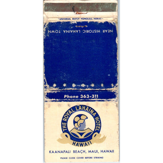 The Royal Lahaina Hotel Maui Hawaii Advertising Matchbook Cover MM10-3