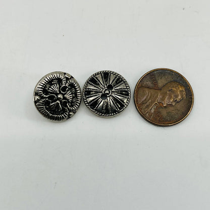 Vintage Lot of 7 Buttons Silver Tone Coin Style SB7