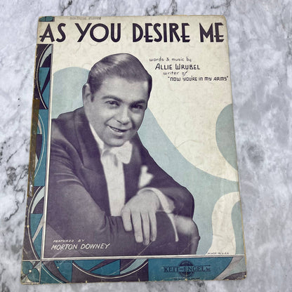 1932 As You Desire Me Sheet Music Morton Downey Cover Allie Wrubel TH1