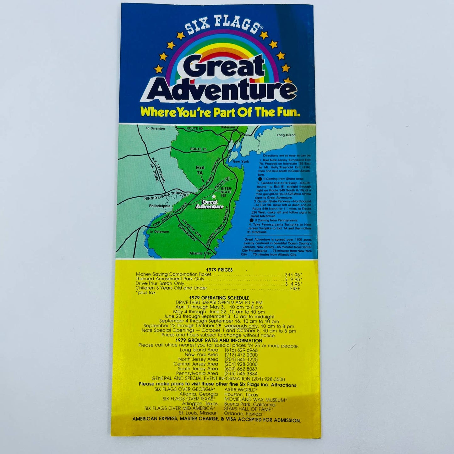 1979 Six Flags Great Adventure Amusement Theme Park Brochure New Jersey SC1