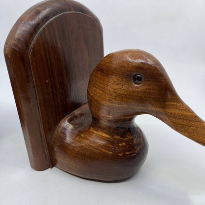 Handmade Solid Mahogany Carved Duck Bookend Set Signed Frank R. Thompson ‘95 TI2