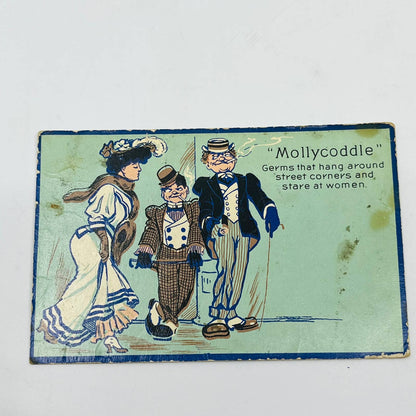 1910s Post Card Humor Illustrated Men Staring at Victorian Woman MOLLYCODDLE PA6