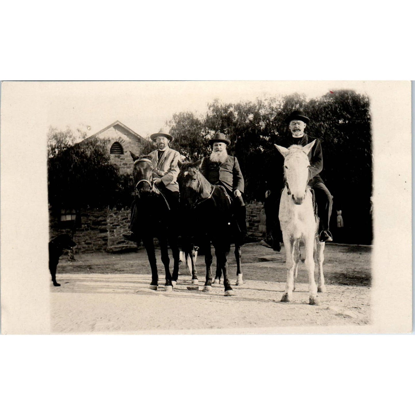 Antique Postcard RPPC 2 Priests and a Bishop on Horses Queenstown 1928 SE8