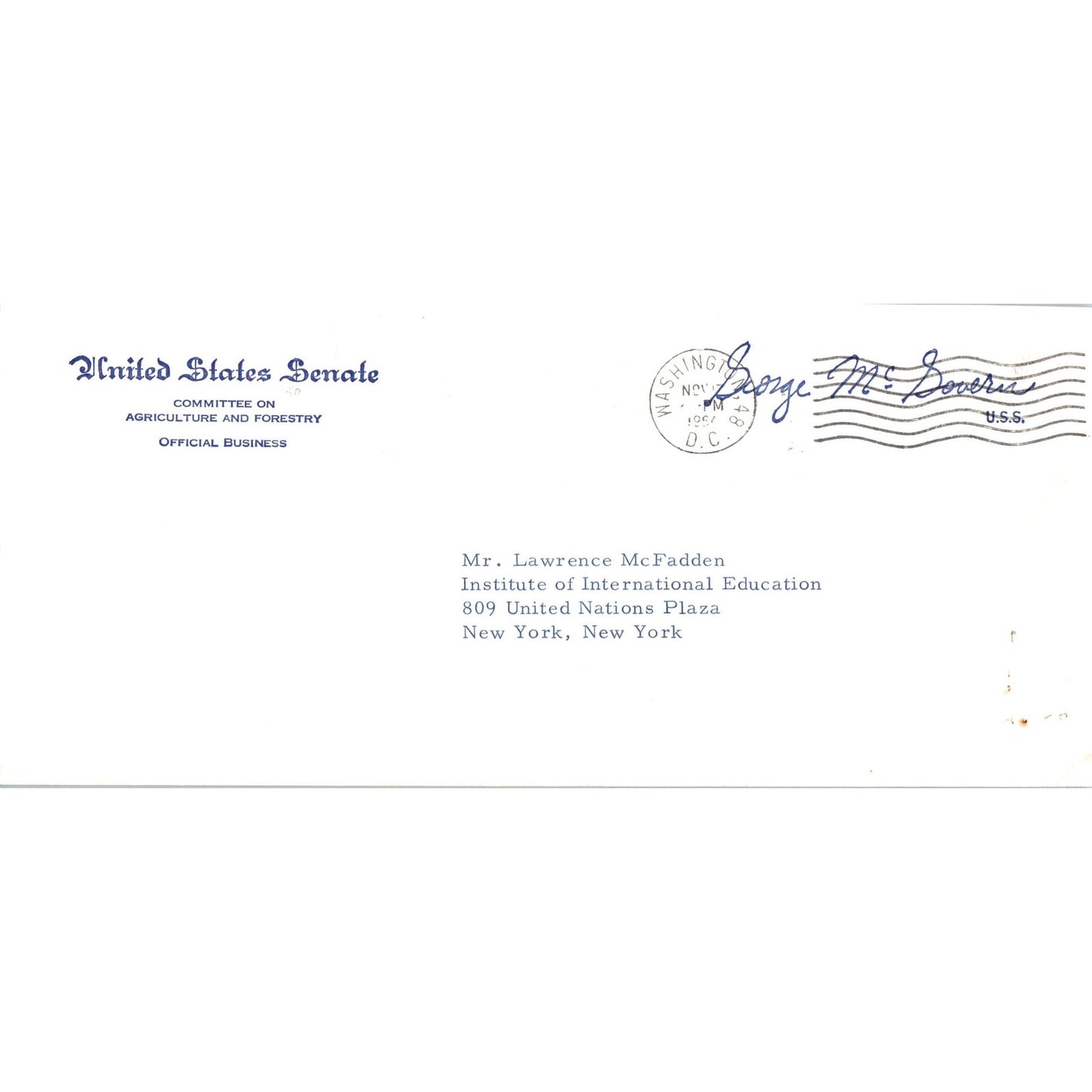 Original Official US Senate Envelope From Senator George McGovern 1964 B12