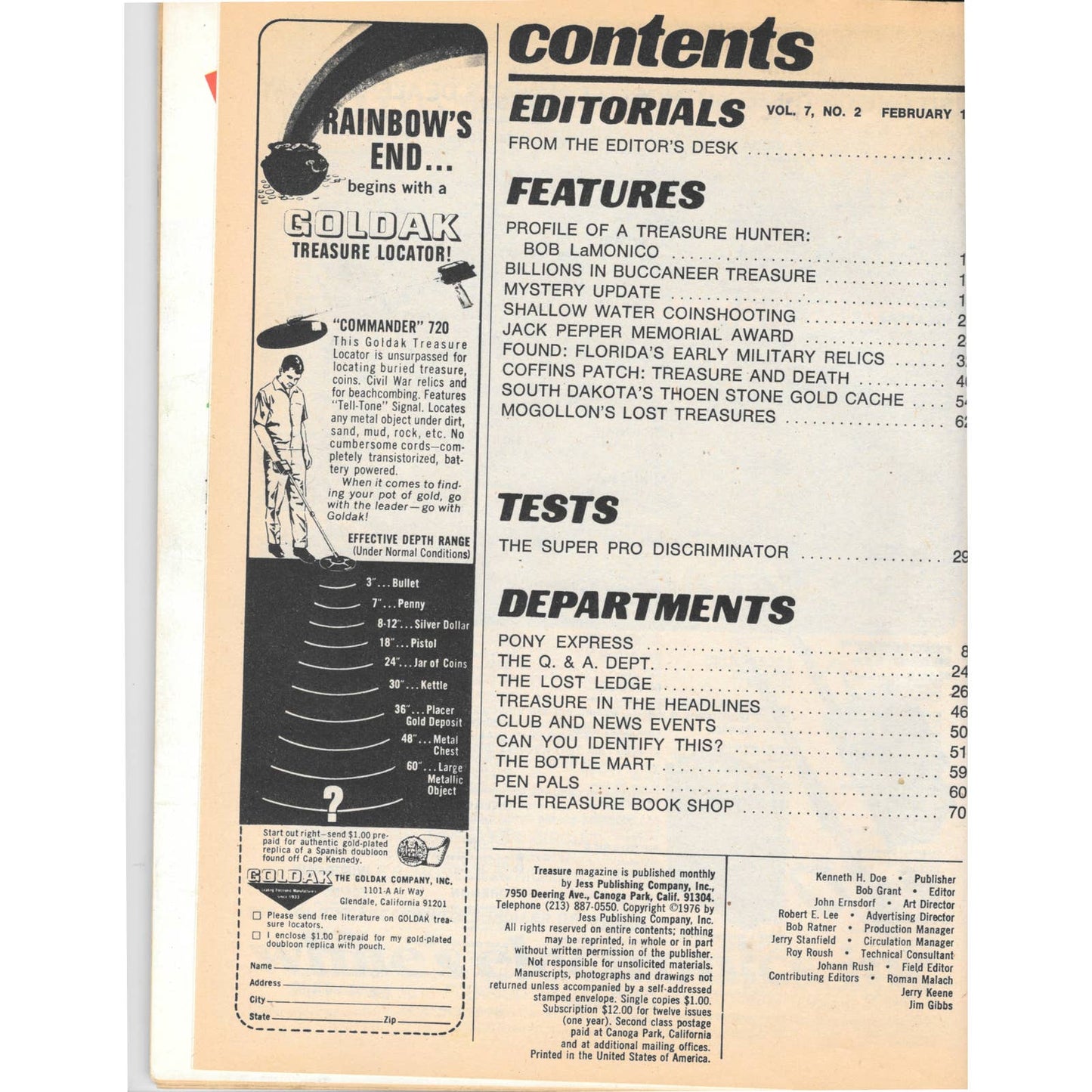 Treasure Magazine - Treasure Hunting Gold Mining Metal Detecting Feb 1976 M5