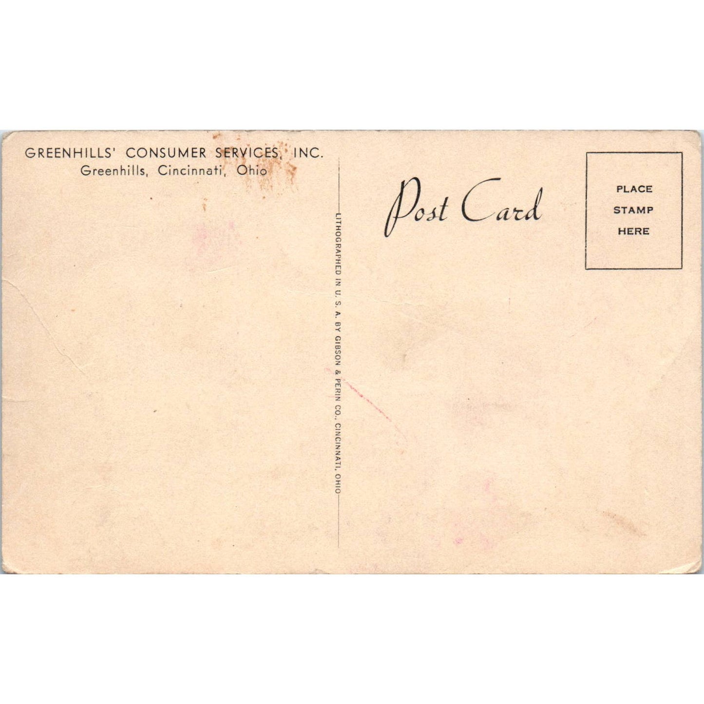 Antique Postcard Greenhills' Cooperative Drug Store Interior Greenhills Ohio TD9