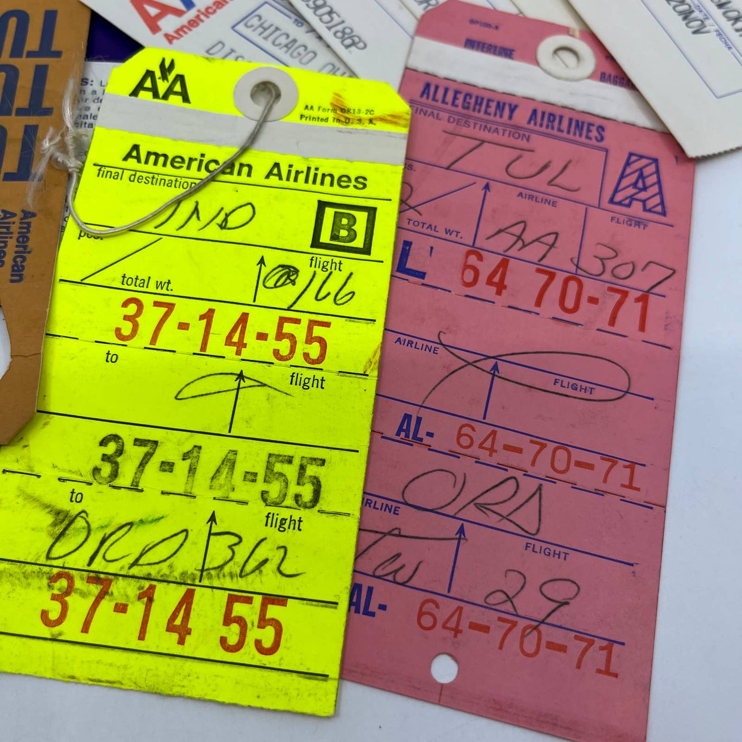 1977 American Airlines Boarding Passes Envelope/Passenger Stubs Bag Tags Chicago AC8-1