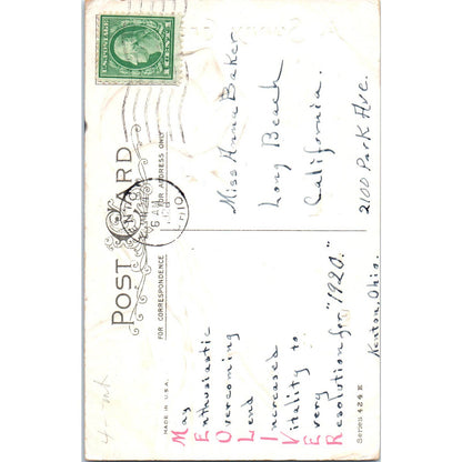 Face in Flower Purple Tulip 1920 Original Postcard TK1-27