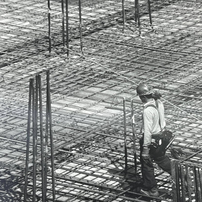 Vtg Original B&W Photo Construction Site Rebar Randolph A. Kennedy 11x14 FL4-3