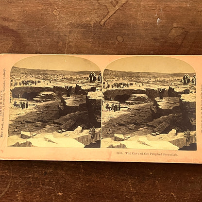 The Cave of the Prophet Jeremiah Antique Stereoview Card H2-5