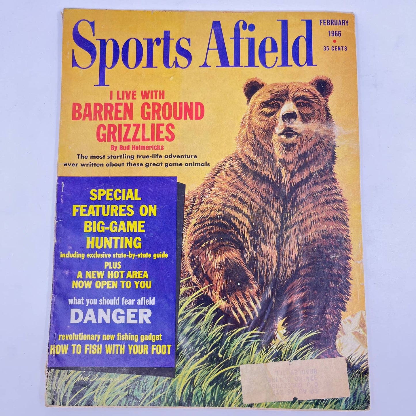 1966 Feb Sports Afield Magazine Barren Ground Grizzlies Big Game Hunting TE8