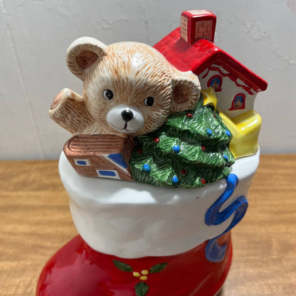 Vintage The Cook's Bazaar Toyland Santa 11.5" Ceramic Cookie Jar Canister IN BOX
