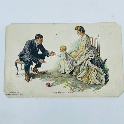 1910s Post Card The Tie That Binds Victorian Man & Woman With Baby PA7