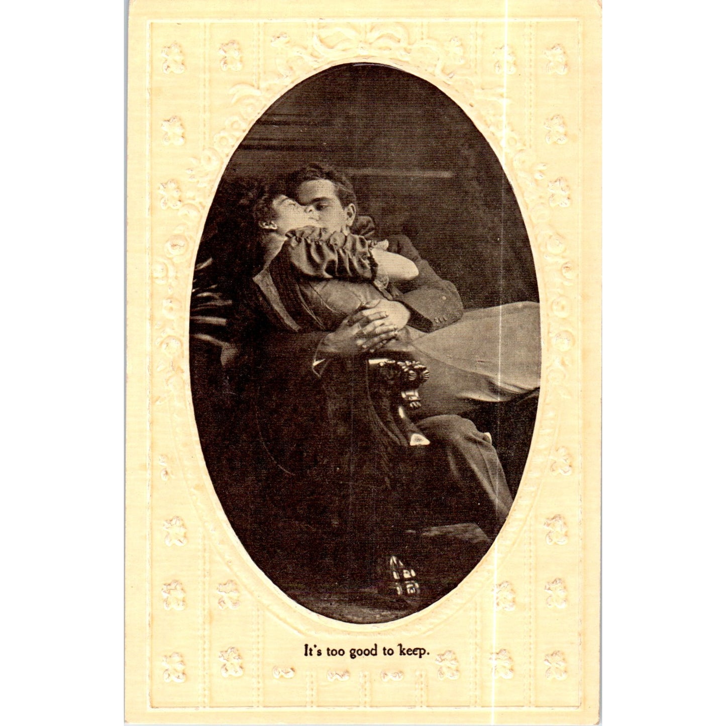 It's Too Good To Keep Victorian Couple Romance Original Postcard P2-8
