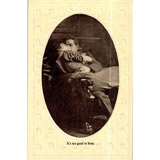 It's Too Good To Keep Victorian Couple Romance Original Postcard P2-8