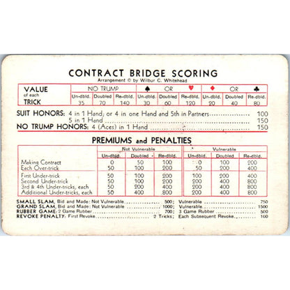 Vintage Art Deco Contract Bridge Scoring Card SE5-2