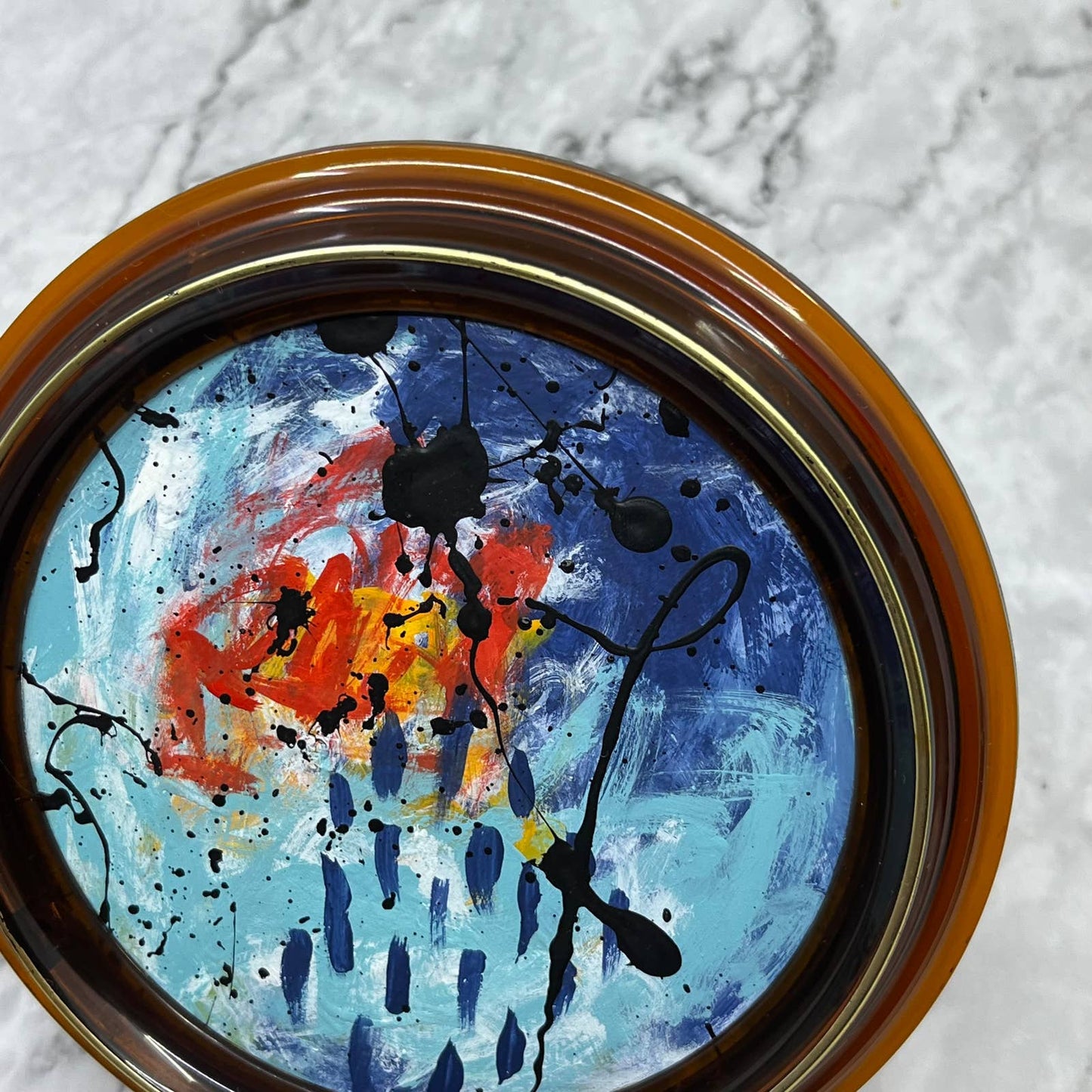 Original Framed Abstract Art Painting 6" It's Rainin' Ten With COA TF6