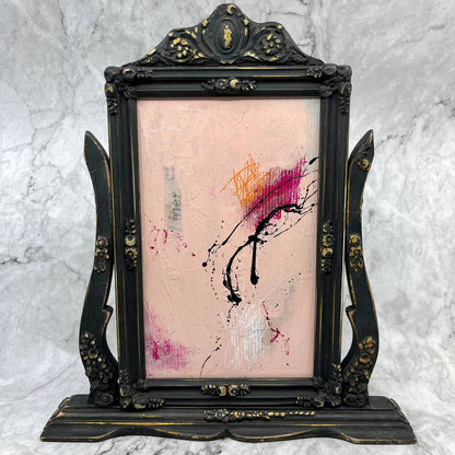 Original Framed Mixed Media Abstract Art Painting 15.5x13.5 Second Chance w/ COA