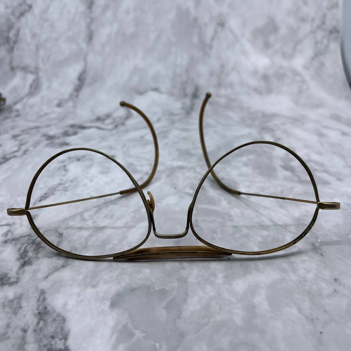 Vintage Brass Aviator Eyeglasses Frames With Celluloid Bridge SE9