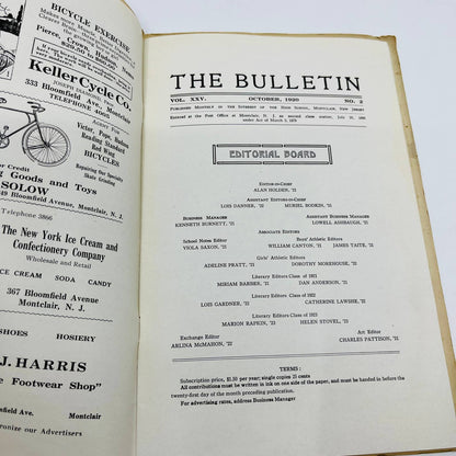 1920 October THE BULLETIN Montclair High School Newsletter New Jersey TD6