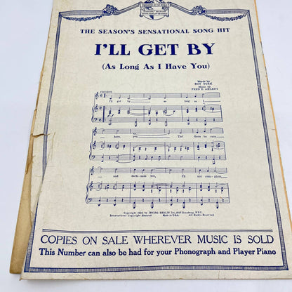 1928 Sheet Music There’s A Rainbow Round My Shoulder Al Jolson Irving Berlin TF9