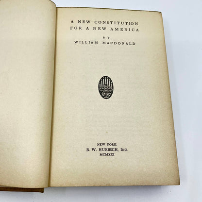 1921 A New Constitution for America William Macdonald TF3