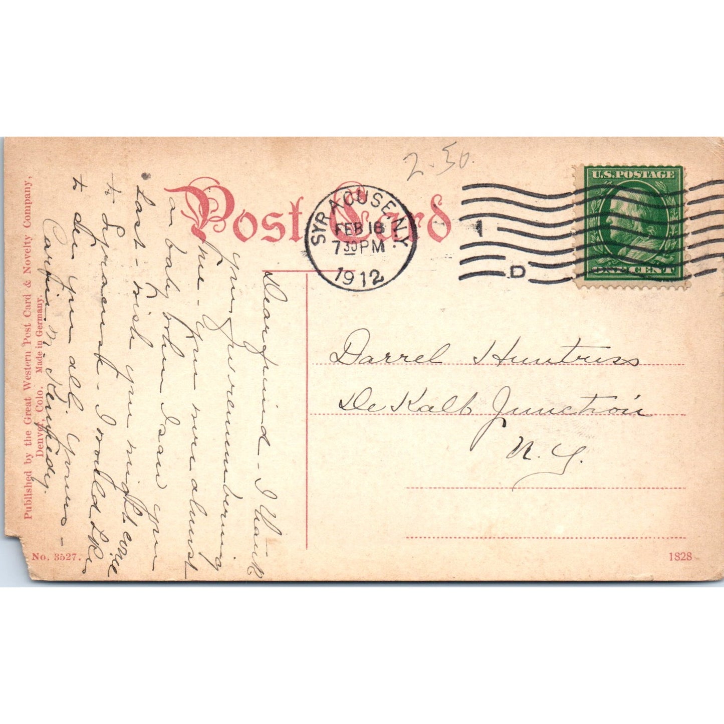 East From Phantom Bridge Moffat Road CO 1912 Original Postcard P1-13