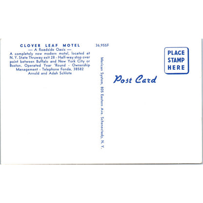 Clover Leaf Motel Fultonville NY Arnold & Adah Schlote Original Postcard TJ7-RP2