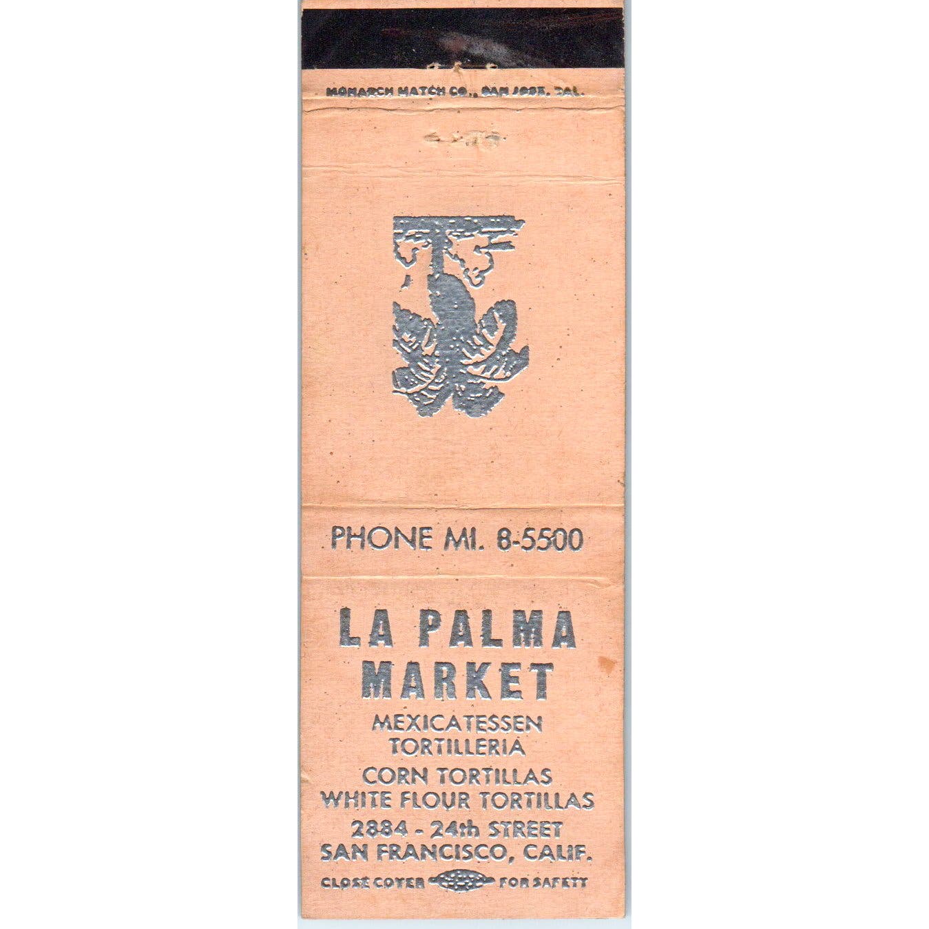 La Palma Market Mexicatessen San Francisco CA Advertising Matchbook Cover SA9-M9