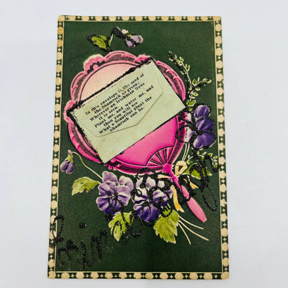 1910s St. Patrick’s Day Post Card Erin Go Bragh Shamrock Seeds Mica Embossed PA3