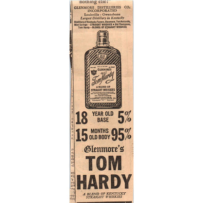 1935 Minneapolis Journal Newspaper Ad Glenmore's Tom Hardy Whiskies FL5-4
