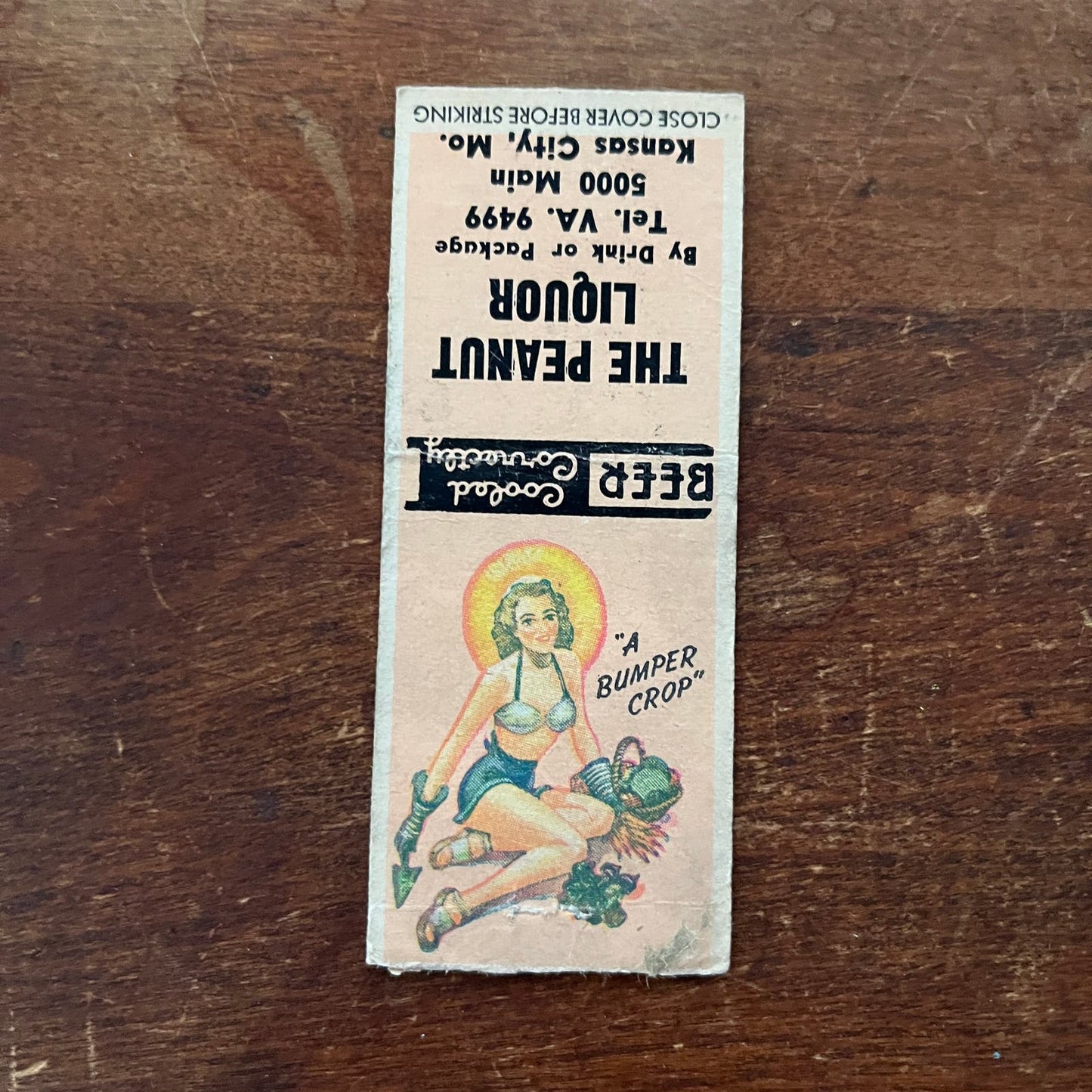 The Peanut Liquor Kansas City MO PINUP Advertising Matchbook Cover SA9-M12