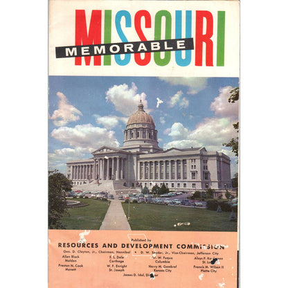 1959 Missouri Memorable State Information Travel Brochure Booklet SE3