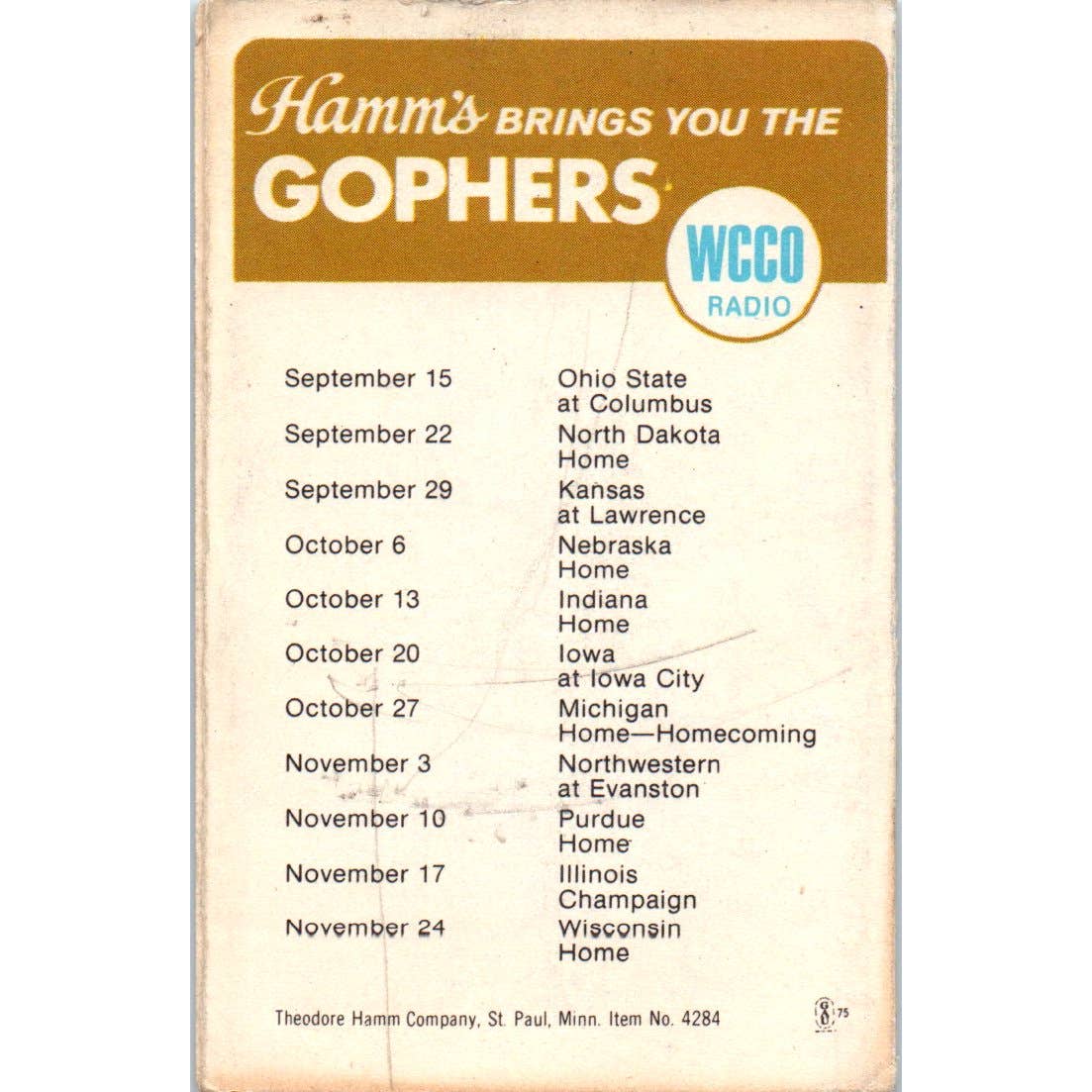 1973-74 Schedule Winter Sports North Stars Vikings Gophers Hamms TK1-P3
